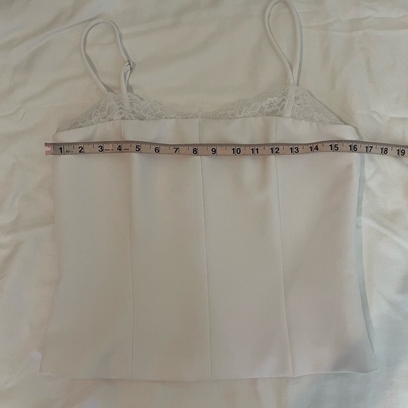 Zara White Fitted Corset Milkmaid Cropped Top with Lace Trim - Picture 5 of 12